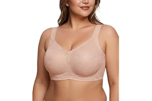 Easybunny Womens Wireless Supportive Bra Jelly Seamless V Neck Push Up Floral Patterned T-Shirt Bra with Extender Everyday