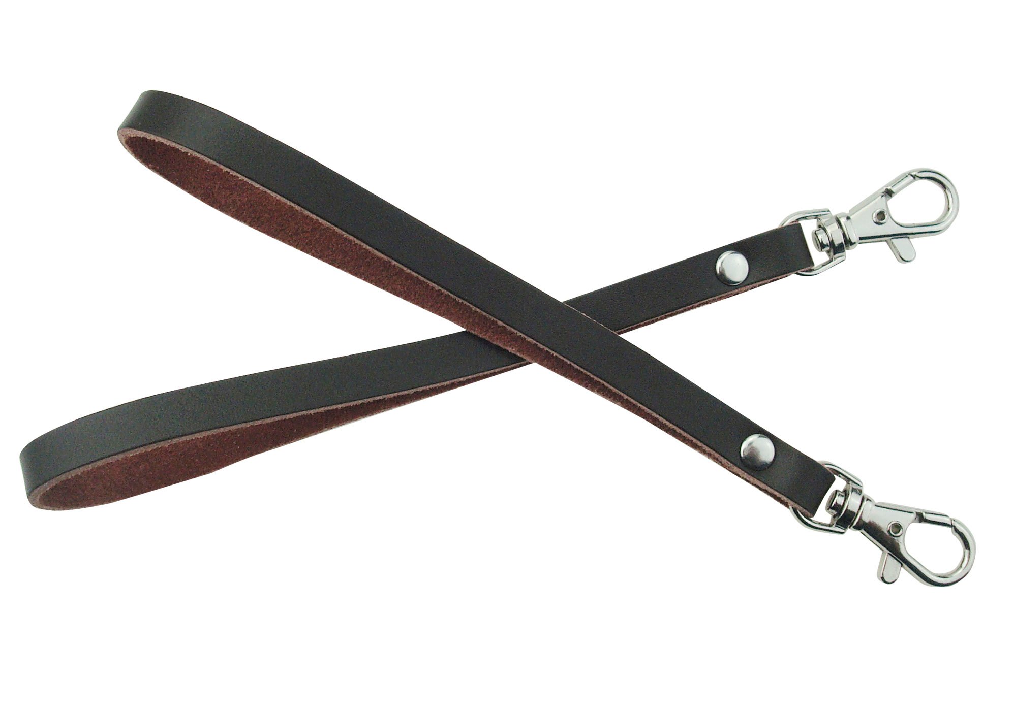 MYIW 2 pieces Genuine Leather Wrist Strap for Wallet Clutch Wristlet Purse Keys Keychain Pouch (dark brown)