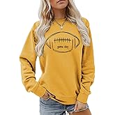 Football Sweatshirt For Women Game Day Long Sleeve Shirts Graphic Crewneck Pullover Tops, Fall Winter Sweatshirt