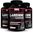 Force Factor L-Arginine,3-Pack,Nitric Oxide Supplement with BioPerine to Help Build Muscle & Support Stronger Blood Flow,Circulation,Nutrient Delivery,& Pumps,L-Arginine 3000mg,3g,450 Capsules