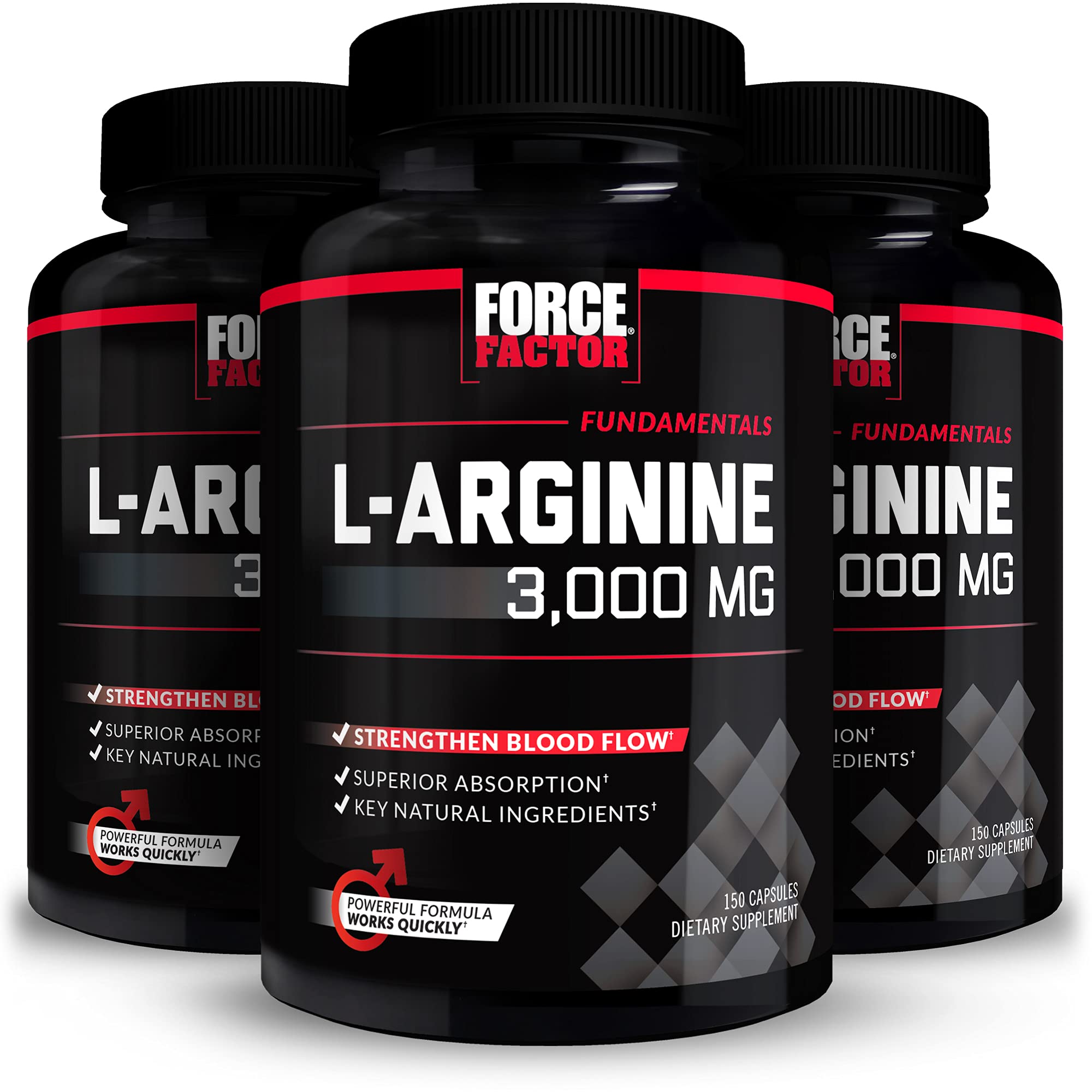 Force Factor L-Arginine,3-Pack,Nitric Oxide