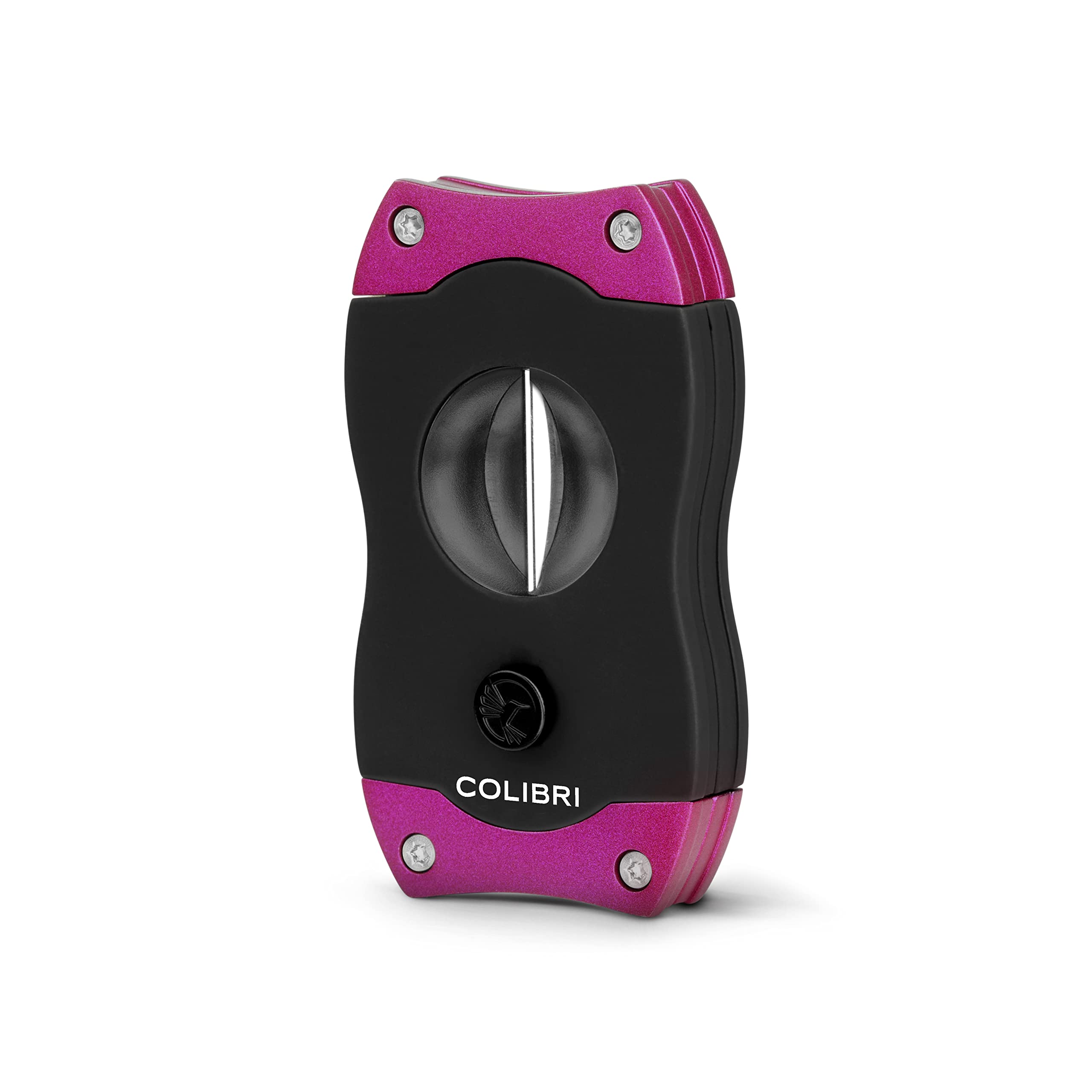 Colibri V-Cut Cigar Cutter | Black with Purple Finish |Spring Loaded Release - Deep 7mm V Cut - Up-to 60+ Ring Gauge Cigars - Ergonomic Design