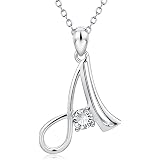 YFN Initial Pendant Necklace - Sterling Silver With Cubic Zirconia, 26 Letter Alphabet Jewelry For Women & Teens - View #7