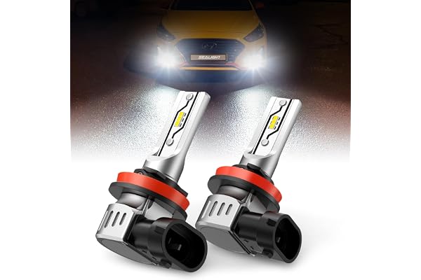 SEALIGHT H11 LED Fog Light Bulbs or DRL, 12000LM H8 H9 H16 Fog Lights LED Bulbs 600% Brightness Upgrade, F5 1:1 Size 100% Suc