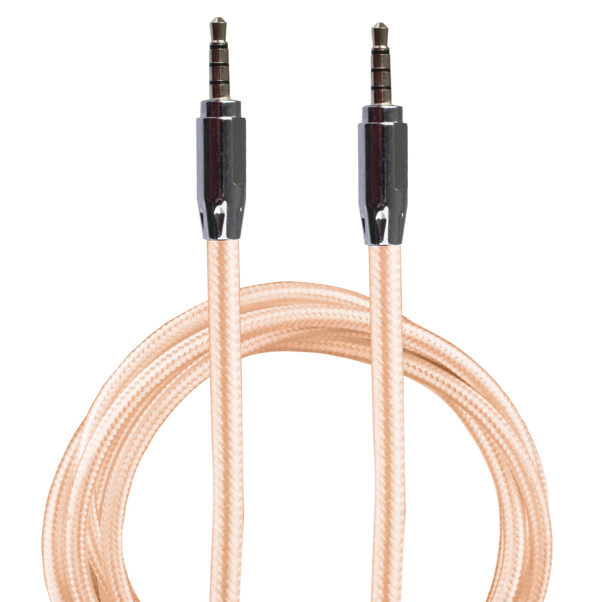 Lilware Braided Nylon Textile 35 Inches (90 cm) Aux Audio Cable 3.5mm Jack Male to Male Cord For Multimedia Devices - Rose