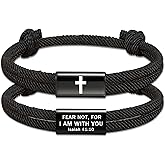 ESPVO Cross Bible Verse Bracelets for Men Boys, Braided Rope Adjustable Christian Baptism Religious Catholic Valentine's Gifts Jewelry