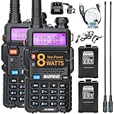 BAOFENG UV-5R 8W Ham Radio Long Range UV5R Handheld High Power Dual Band VHF UHF Walkie Talkies with Programming Cable and Ea