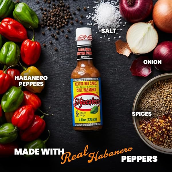 EL YUCATECO XXXTRA HOT HABANERO SAUCE – AUTHENTIC MEXICAN CHILE HABANERO SAUCE, EXTRA HEAT, (4 FL OZ /120 ML), IMPORTED FROM MEXICO (PACK OF 6)