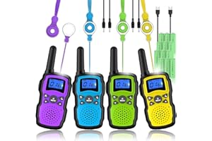 Wishouse Walkie Talkies for Kids Adults Rechargeable Long Range 4 Pack with 2 USB Chargers 12 Batteries,Family Walky Talky,Outdoor Camping Games Indoor Toys Birthday Xmas Gift for Boys Girls Children