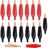 Copper Alligator Electric Clips Soft Insulated Cover Electrical Test Gator Clip Assortment Crocodile Alligator Jumper Electric Test Clips lkelyonewy® (Black * 8 Red * 8)
