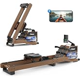 Merach R280 Water Rowing Machine, Foldable &amp; Space-Saving, 400lbs Capacity | Immersive Rowing Feel, Water Resistance Adjustment, Leak-Free and Sturdy, Premium Solid Wood Frame with 10-Min Easy Assembly