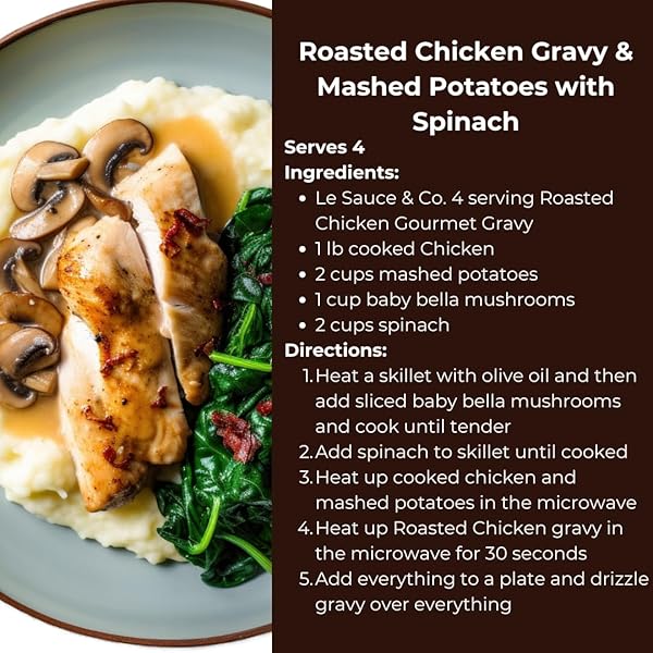 LE SAUCE & CO. 4-SERVING ROASTED CHICKEN GOURMET BROWN GRAVY, GLUTEN FREE, PREMIUM BROTH, ADD TO ROTISSERIE CHICKEN BREAST, MASHED POTATOES, PANTRY STAPLES, CREAM GRAVY MIX