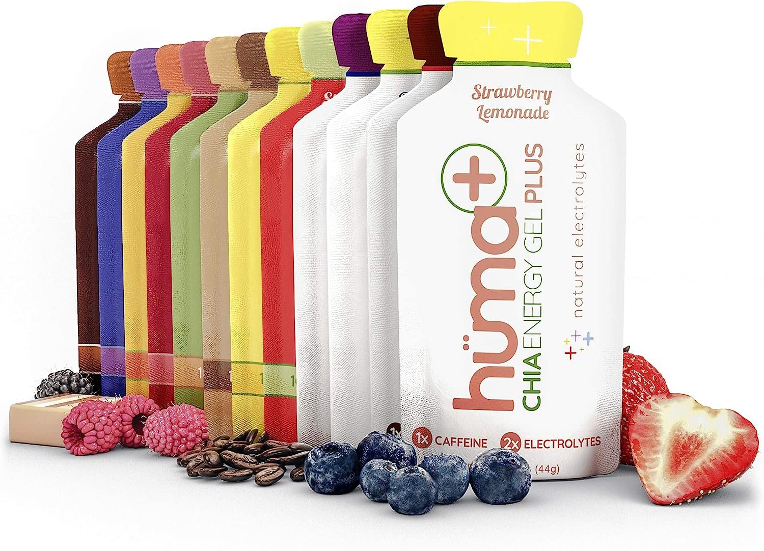 Huma Chia Energy Gel, Variety - Plus & Original, 12 Gels - Stomach Friendly, Real Food Energy Gels for Endurance Exercise