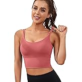 Everrysea Sports Bras for Women High Support Longline Workout Tank Tops Built in Bra Strappy Yoga Padded Crop Top