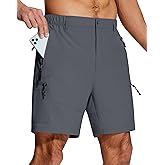 Mens Hiking Cargo Shorts 7" Inseam 6 Zipper Pockets Stretch Quick Dry Lightweight Short for Golf Casual Fishing Work