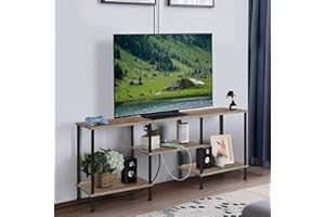 50 inch TV Stand for Living Room Small Entertainment Center with Storage Shelf & Power Outlets, Modern Farmhouse TV Console T