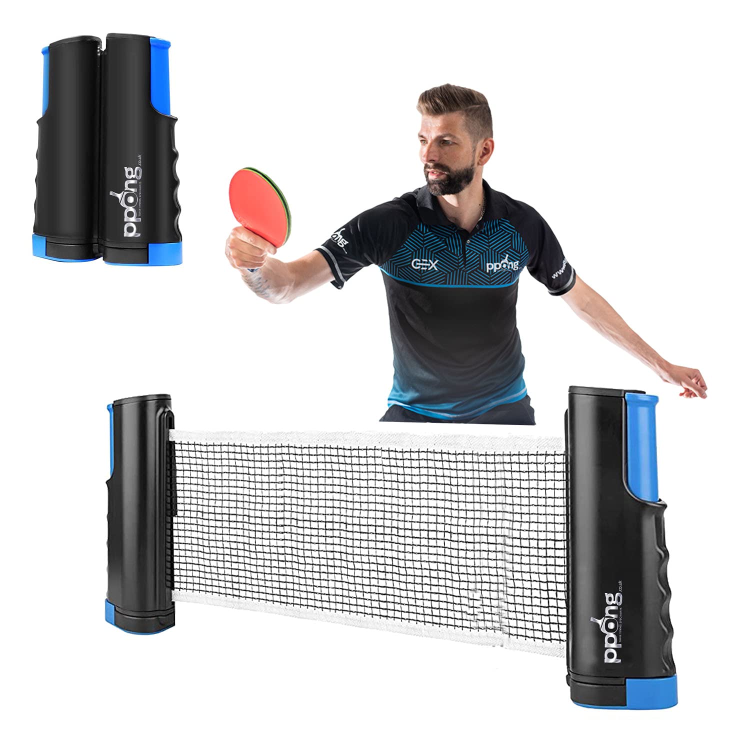 Ping Pong Net, Play Anywhere PPong Retractable Table Tennis Net for Any Table, Portable Ping Pong Net Adjustable Any Table Travel Holder Indoor Outdoor Sports