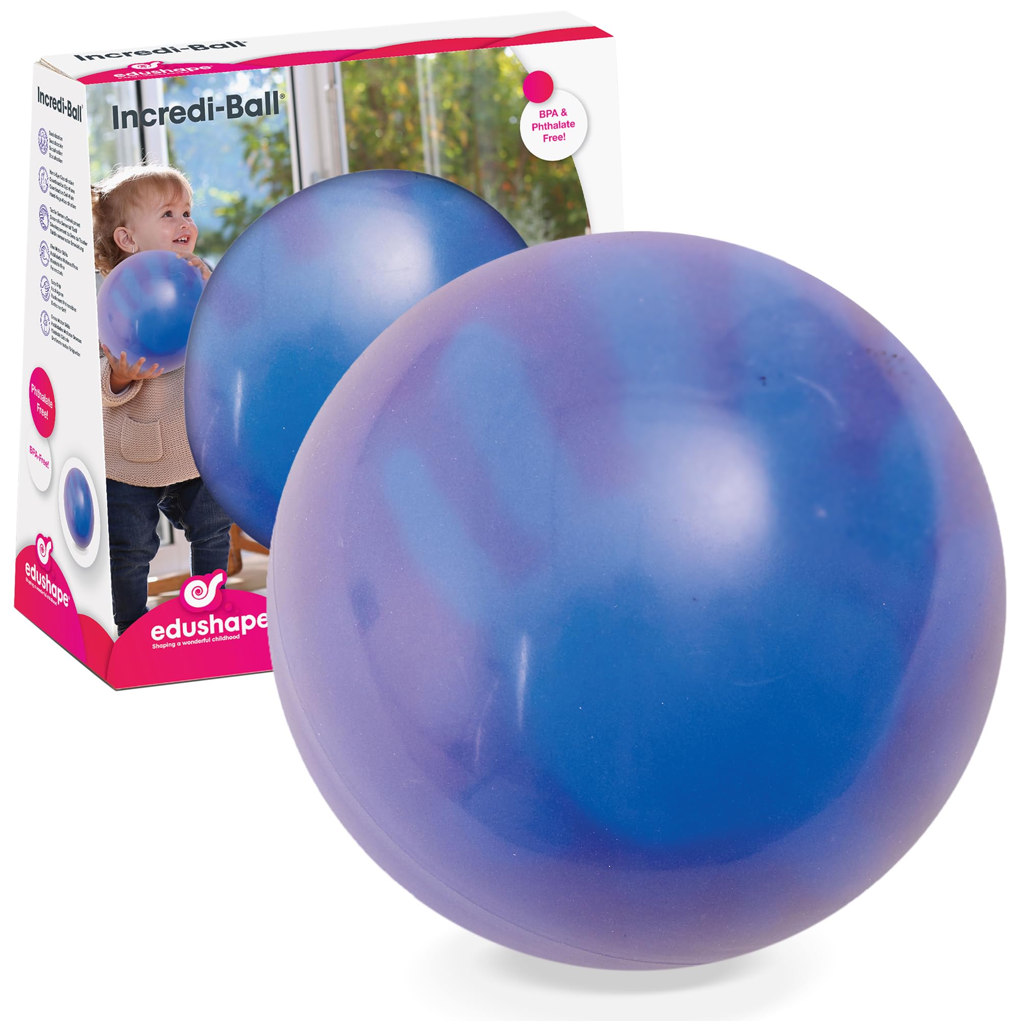 Edushape Color Changing Baby Sensory Ball - Fun Interactive 7 Inch Kids Incredi Ball - Play Throw Squeeze Touch Bounce & Roll Enhance Motor Skills, Logic, Reasoning, and Hand-Eye Coordination