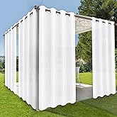 OutdoorLines Waterproof Indoor Outdoor Curtains for Patio-Privacy Sun Blocking Grommet Curtain Panel Weatherproof, UV Resistant Curtains for Gazebo, Front Porch, Pergola White 52W x 84L Inch 1 Panel