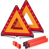 MAOPINER 2 Pack Emergency Warning Triangles Roadside Safety Kit | Foldable Reflective Warning Triangles with Reinforced Base &amp; Carrying Case for Vehicle Breakdown, Roadside Emergency Use