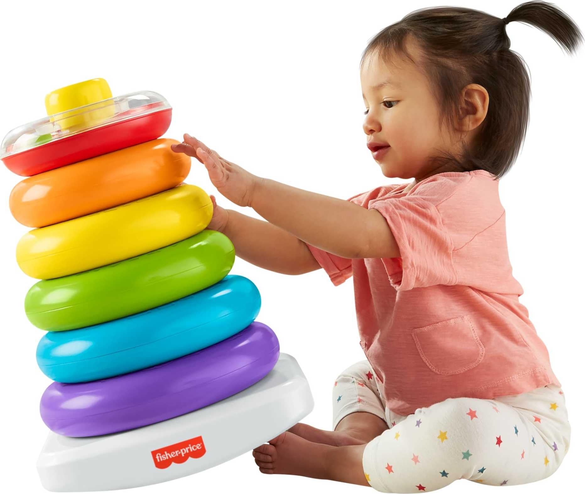 Fisher-Price Baby & Toddler Toy Giant Rock-a-Stack, 14+ Inches Tall, Multi-Color Ring Stacker for Ages 1+ Years, GJW15