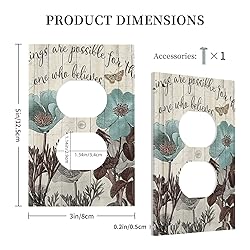 Teal Tulip Rustic Floral Wood Flower Outlet Covers