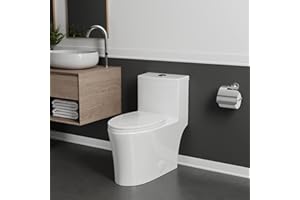 KK KE KING KE KING Water Saving 0.8/1.28 GPF High Efficient Dual-Flush Elongated One-Piece Toilet with Comfort Chair Seat ADA Height, Sleek White Toilet Bowl