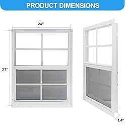 NeatiEase 2 Pack Shed Window, 24" x 27" Flush Mount