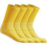 Custari 4 Pair XXXL Double Sided Tread Non Slip Wide Bariatric Fall Prevention Socks for Elderly, Yoga and Assisted Living