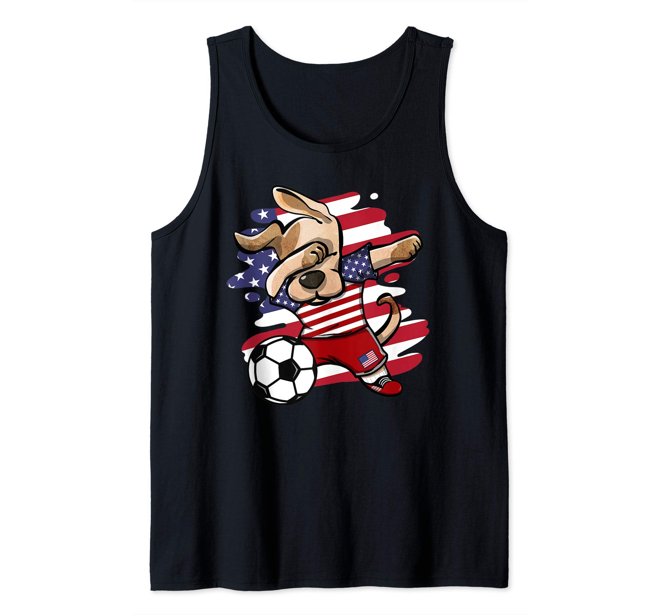 Dabbing Dog United States Soccer Fans American Flag Football Tank Top
