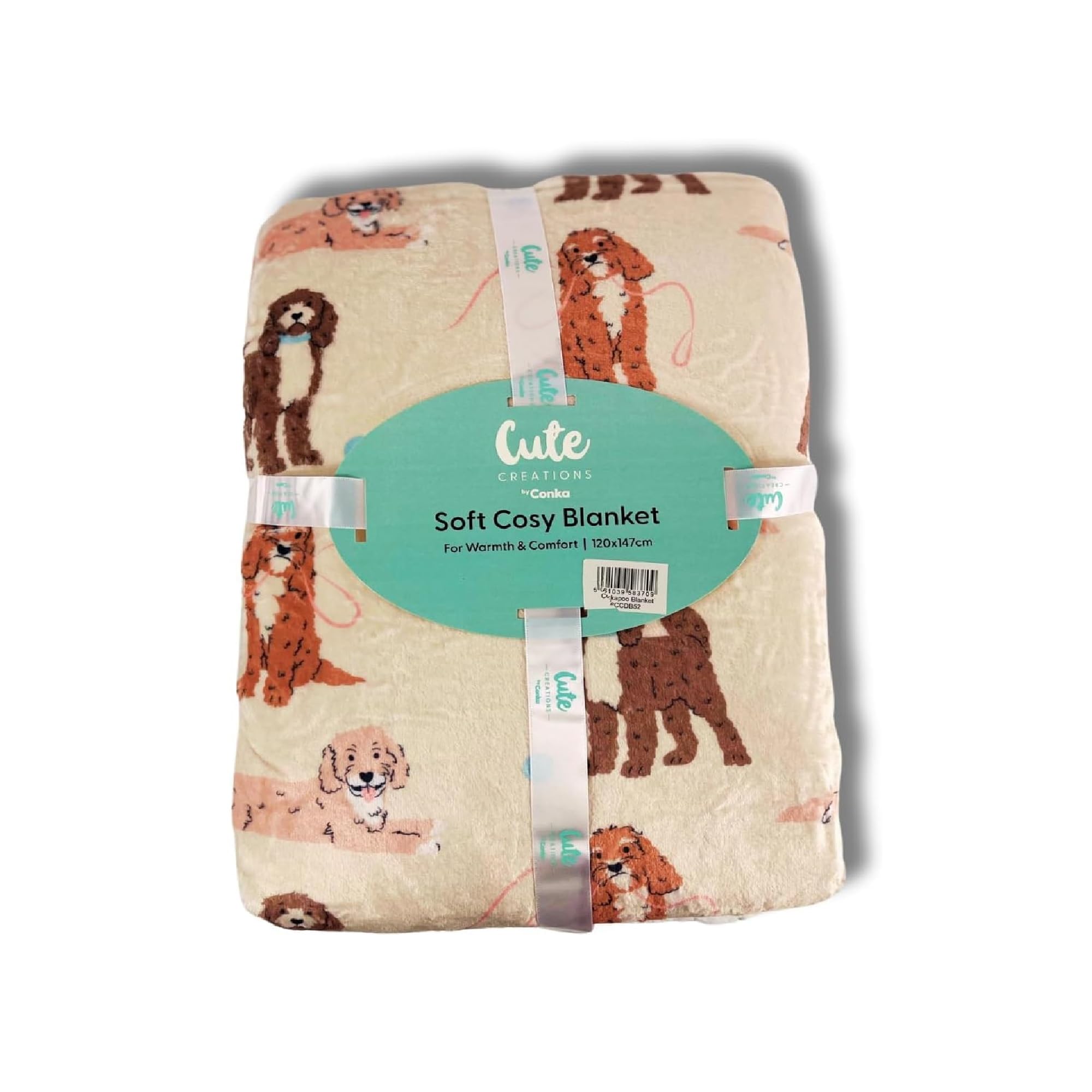 P Dot Wolf Cute Creations Dog Blanket Throw Reversible Dog Printed Blanket for Kids Teens Adults Dogs Soft Warm Microfiber Fleece Solid Blanket for Bed, Couch and Travel (Large, 147x120cm Cockapoo)