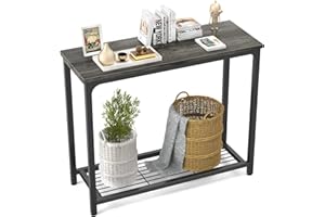 Ecoprsio Console Table Sofa Table with Mesh Shelves, 2 Tier Entryway Table Foyer Table for Entryway, Front Hall, Hallway, Sofa, Couch, Living Room, Coffee Bar, Kitchen, Grey, 32 Inch