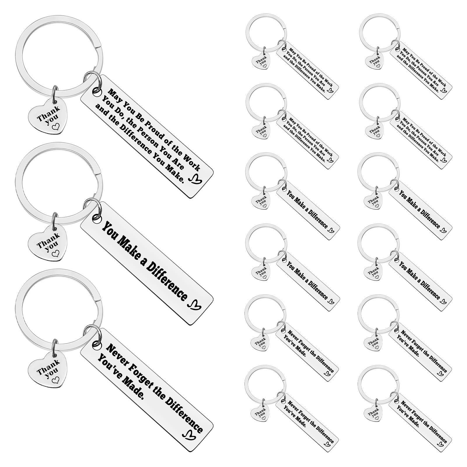 Ximalun 15 Pcs Thank You Gifts Keyring Bulk Appreciation Gifts for Employee Staff Team Member Colleague Leaving Retirement Thank You Gifts for Nurse Doctor Teacher Coach Mentor