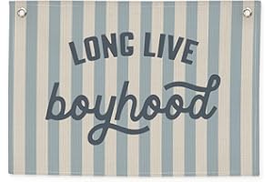 CEBTHN Long Live Boyhood Banner – Linen Canvas Wall Hanging Flag, Boys Room & Nursery Decor, Playroom Wall Art, Baby & Toddler Room Decoration, 20x30 Inch - Blue
