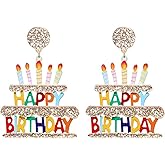 coadipress Birthday Earrings for Women Glitter Happy Birthday Dangle Earrings Colorful Cake Drop Earrings Sparkle Letter Happy Birthday Earrings Celebration Birthday Holiday Party Fashion Jewelry