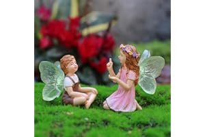 LONCESS-Fairy-Garden-Figurines, Lovely Vintage Angel Fairy Figurines for Planter Pot, Home Decor, Fairy Garden Decor, Cake Topper, Car Decor, Micro Landscape, Birthday Party Favors Gift, 2 Pieces