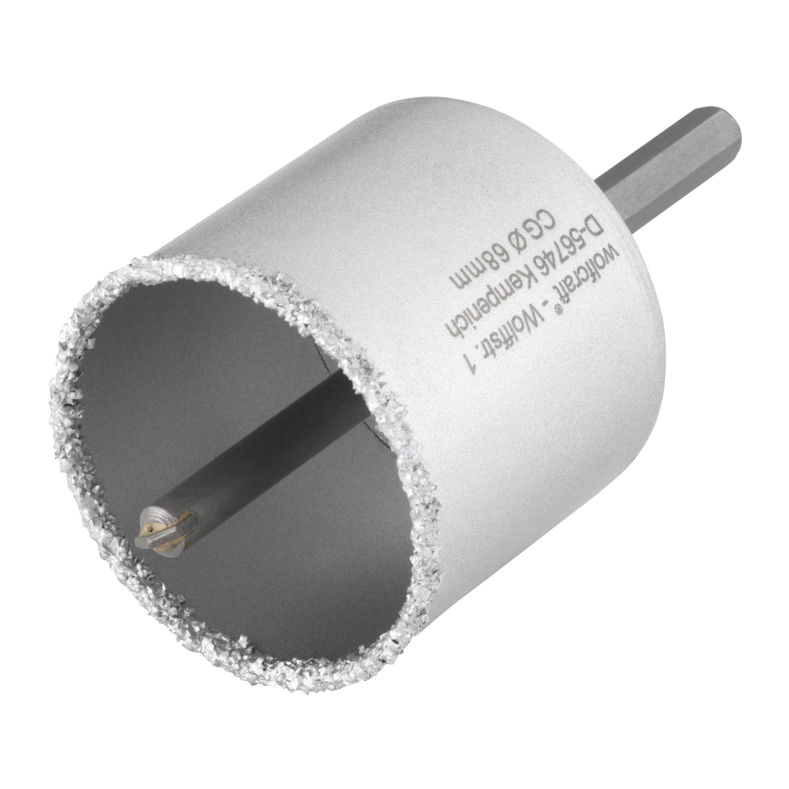 wolfcraft Annular Bit, Tungsten Carbide Coated, with Mandrel I 8913000 I for Socket and Switch installations in Brick Walls and Stone, Cutting Depth 55 mm