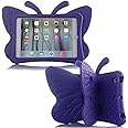 Simicoo iPad 7 8 9 10.2 Kids Case 3D Cute Butterfly 10.2 inch ipad 9th 8th Generation Tablet Case For Kids Girls Light weight EVA Foam Stand Shockproof Rugged Heavy Duty Kid Friendly iPad Cover Purple
