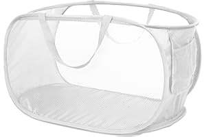 Oslynia 1 Pcs Foldable Laundry Basket, 14.1×14.1×22.8 Inches Collapsible Laundry Basket, Pop-Up Mesh Laundry Bag, Portable Fo