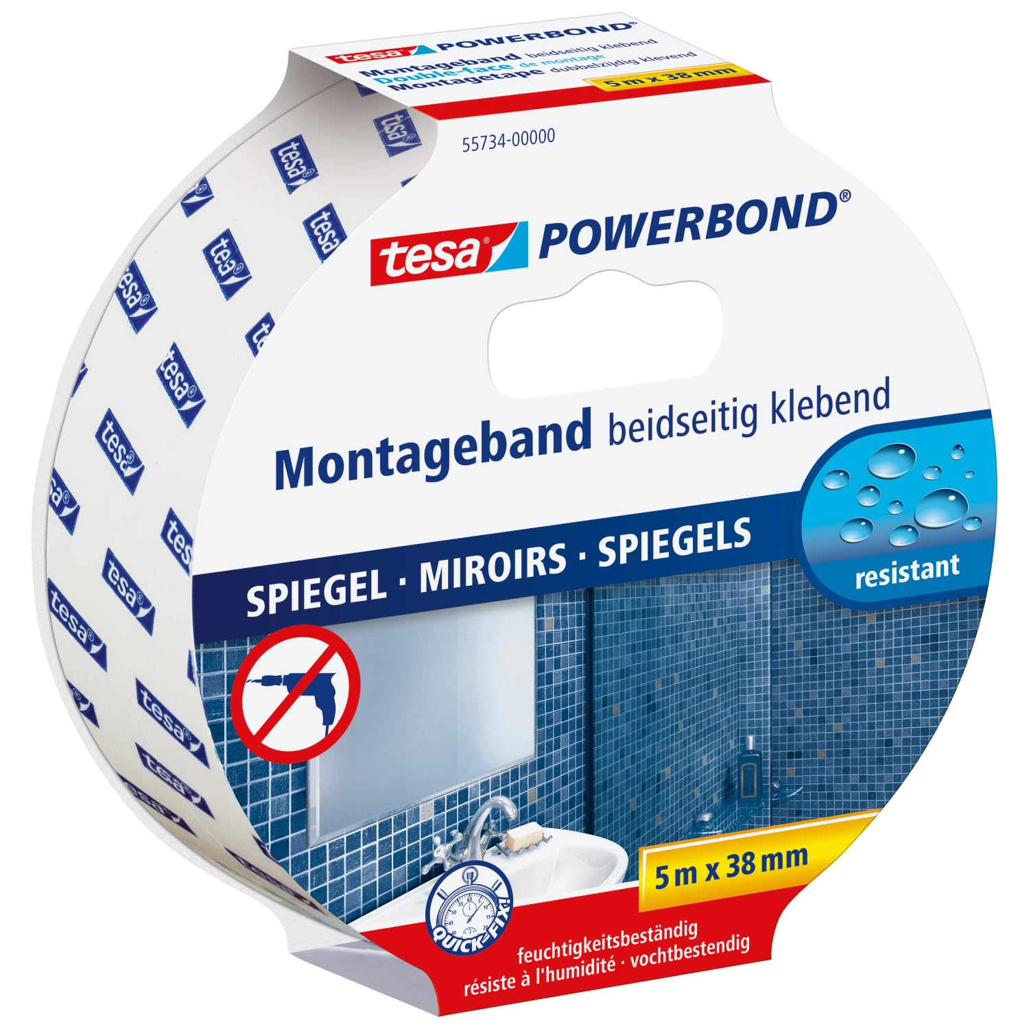 tesa Powerbond Mirror, 5m x 38mm, 55734-00000-02