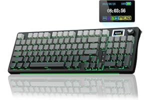 AULA S98 Pro Wireless Mechanical Keyboard with Screen & Knob,2.4GHz/USB-C/BT5.0 Hot Swappable Creamy Keyboard,Pre-lubed Linear Switches,Side Printed PBT Keycaps,RGB Backlit Gaming Keyboards