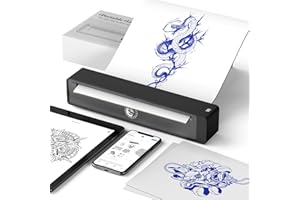 Wormhole Tattoo Stencil Printer Wireless Bluetooth 2,500mAh Battery Portable Tattoo Printer Compatible with Phone & PC for Artists and Beginners - Dark Gray