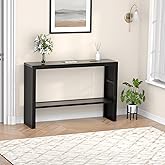 Bamboonova Bamboo Wood Console Table 47.2" Entryway Table, 2-Tier Farmhouse Narrow Sofa Table w/Storage Shelf, Couch Table Behind Sofa Easy Assembly for Entrance, Hallway, Living Room, Foyer(Black)