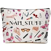 Nail Stuff Makeup Bag, Nail Technician Cosmetic Bags Travel Organizer Bag | Zipper Pouch, Christmas Birthday Gifts for Girls Nails Polish Tool Women Friend Colleague Sister