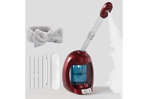 DRESS VOUS Facial Steamer-Portable Facial Steamer for Face, Nano Ionic Face Steamer for Facial Deep Cleaning, Vaporizador Facial Steamer for Esthetician, Professional Facial Steamer for Home Facial Spa. (Red)