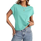 EasyGala Womens Cap Sleeve Crop Tops Cotton T Shirts Crewneck Loose Fit Short Sleeves Tee Summer Fashion Clothes 2026
