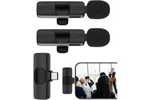 BORDSEK Wireless Lavalier Microphone Usb C, Lapel Bluetooth Mic for Apple iPhone 15 Pro Max/ Plus, Lavalier Microfono Inalambrico Para Android Phone Collar Clip On Mic Mini Lav for Vedio Youtube iPhone 16