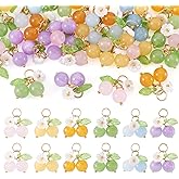 Craftdady 30pcs Cherry Fruit Dangle Charms Pendants Cute Flower Stone Bead Earring Charms Necklace Pendants Fruit Hang Ornament 19mm for DIY Craft Bracelet Keyhcain Jewelry Making