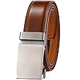 guvoosm Ratchet Belt for Men, Leather Dress Casual Belt with Adjustable Buckle-Trim to fit-35cm wide