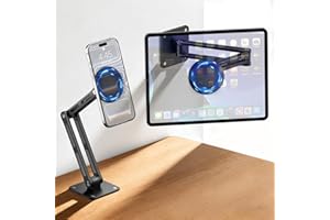 CloudValley Magnetic iPad Wall Mount, Aluminium Extendable Tablet Wall Holder, [360° Multi-Angle Adjustable and Foldable] for